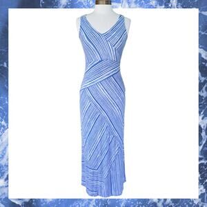 Tommy Bahama Terraced Blue Stripe Maxi Dress